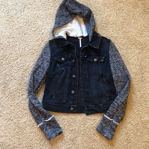 Free People Hooded Denim Jacket